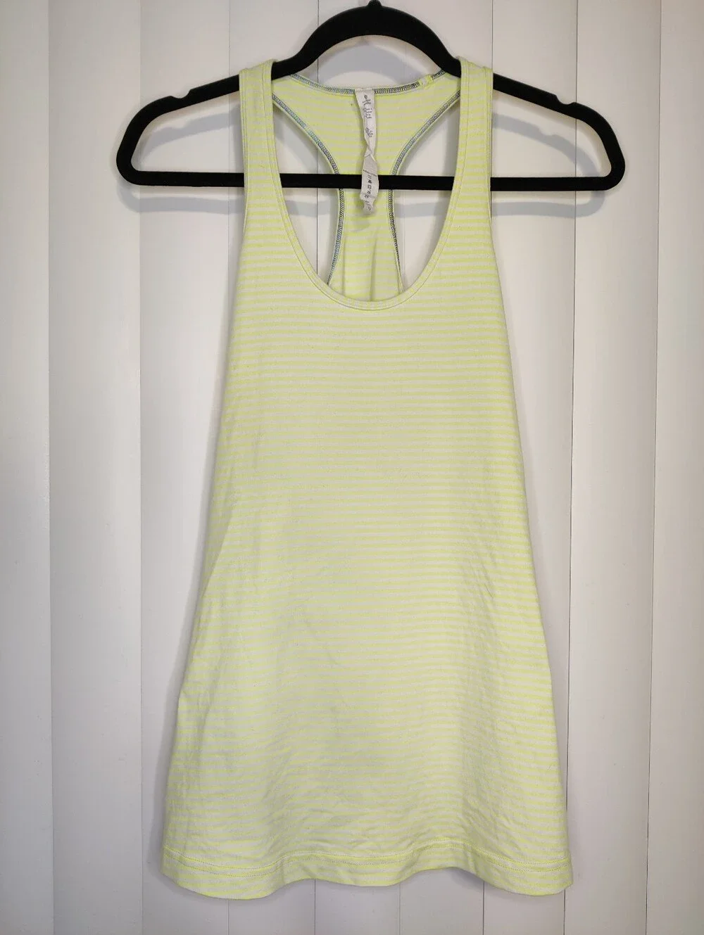 lululemon athletica Pale Yellow and White Striped Racerback Tank